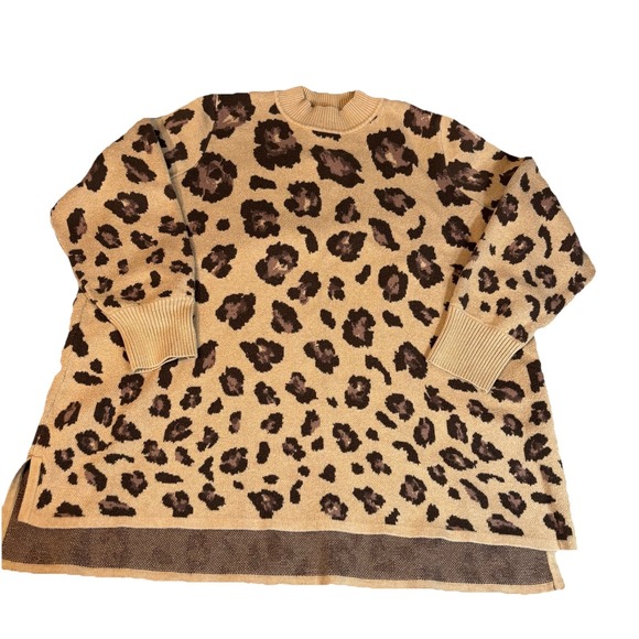 Isaac MIZRAHI Live Women's Sweater 1X Pullover Brown Leopard Print Mob Wife Cozy - Picture 5 of 8